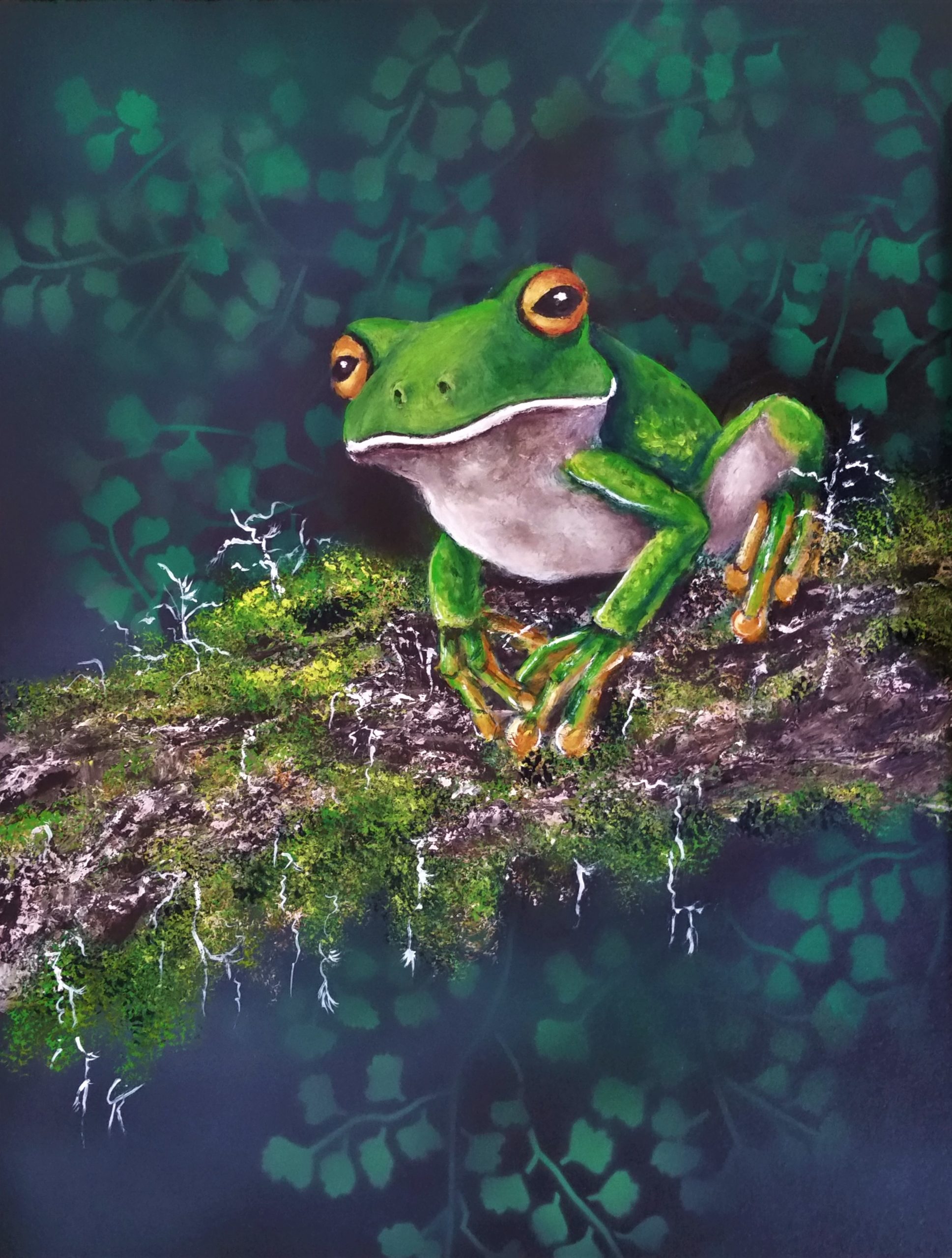 Green Frog Paintings in Acrylic Gerry's Paintbrush