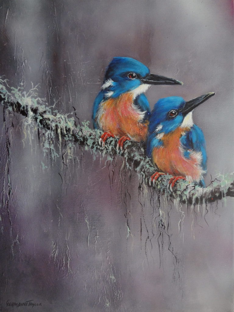 "Azure Kingfishers"- acrylic on stretched canvas. SOLD