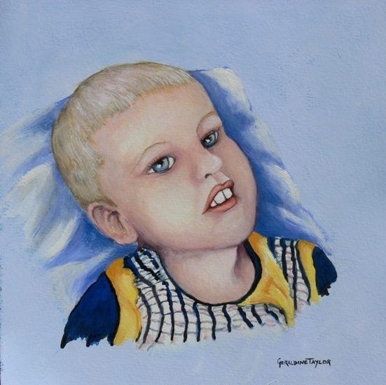 Michael - much loved, gorgeous boy. Painted in gouache.