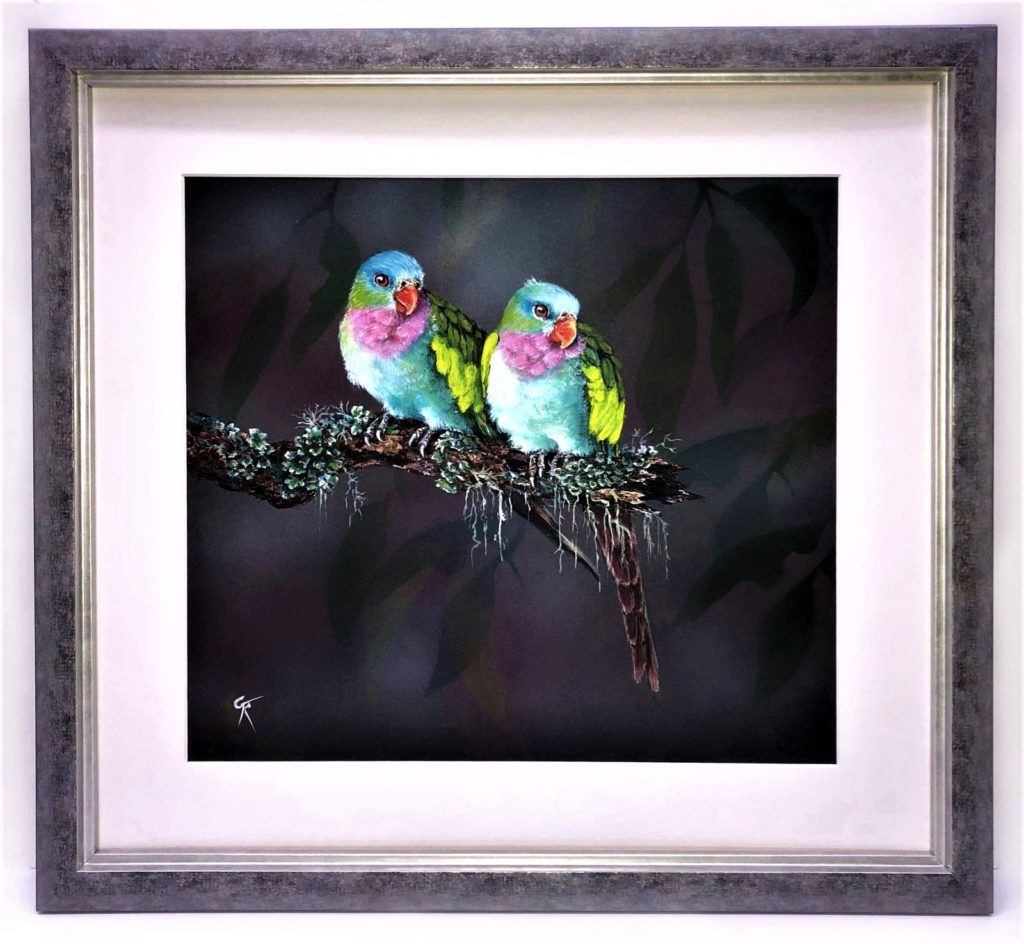 "Rare Beauties - Princess Alexandra Parrots" - Acrylic